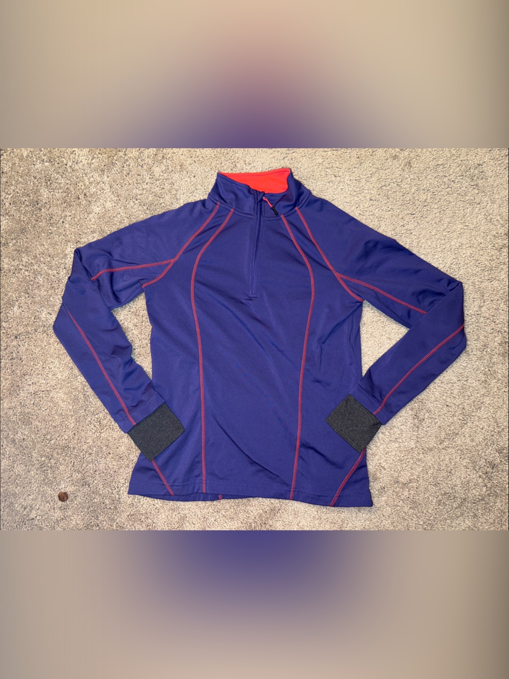 Women’s Purple Half-Zip Base layer or jacket with Red Piping